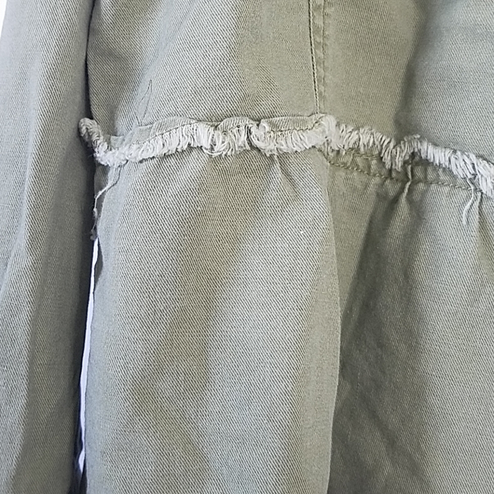 Caslon Army Green Ruffled Twill Jacket - Picture 2 of 8